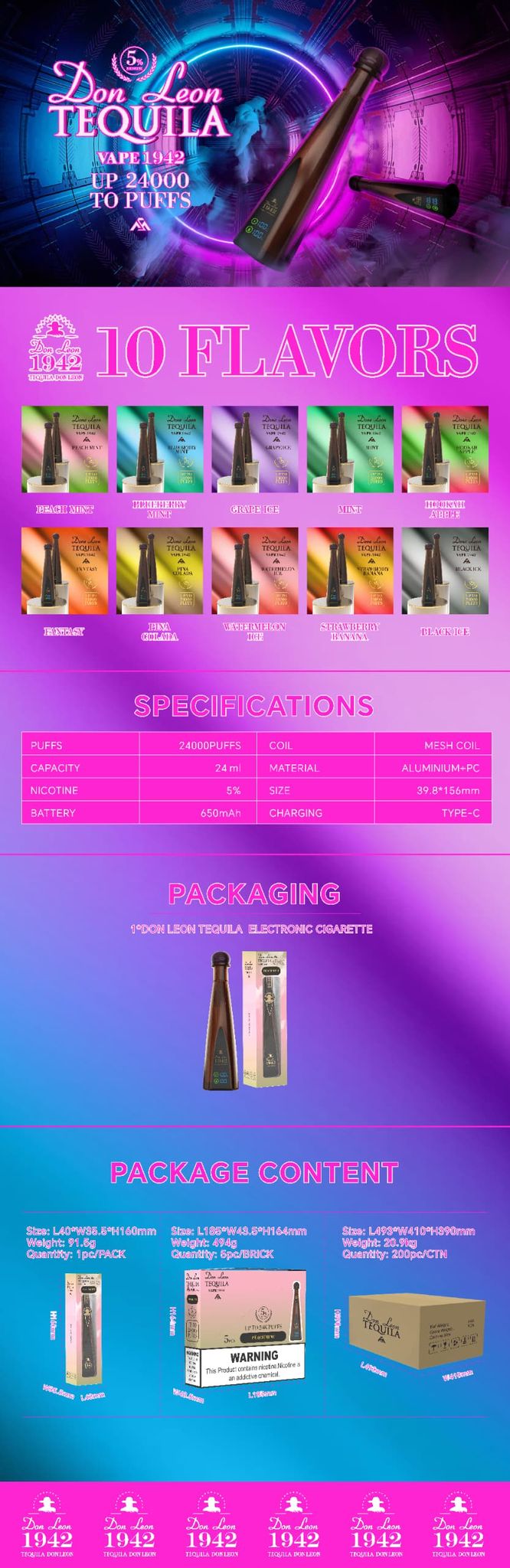 Tequila Don Leon 24,000 Puffs