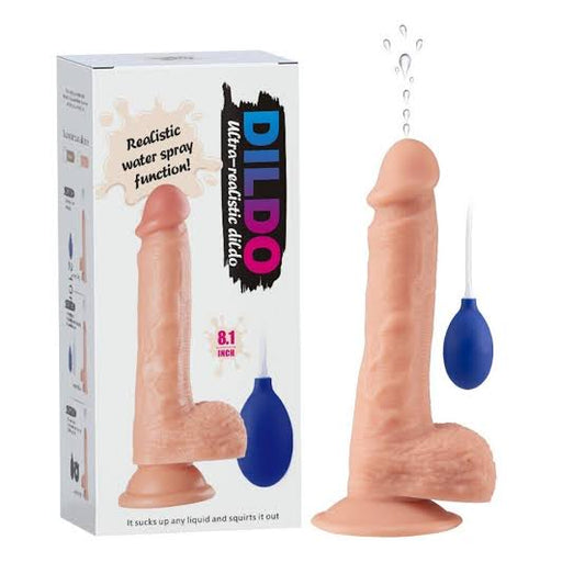 8.1" DILDO REALISTIC 10 FREQ VIBRATION & WATER SPRAY FUNCTION