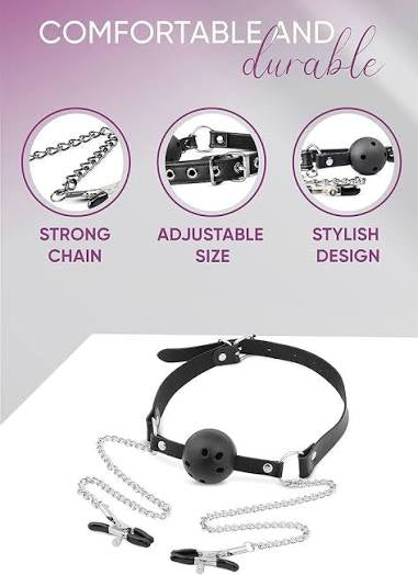 MOUTH GAG + STOPPER & CHAINS
