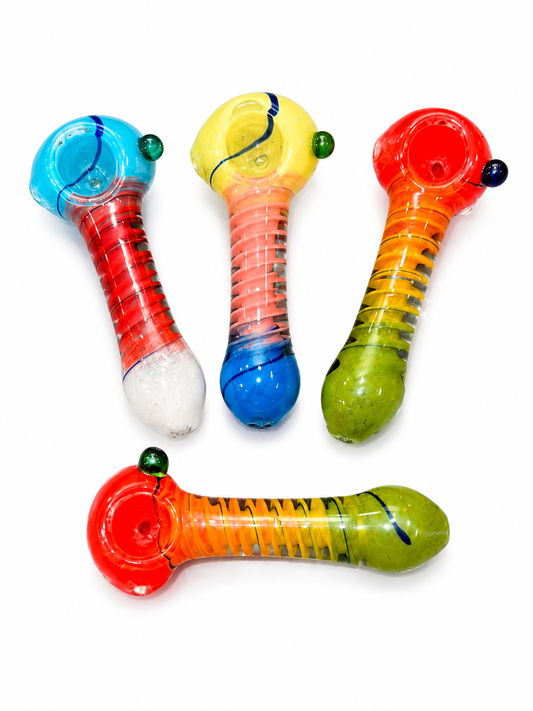 Pipa Vidrio Tricolor Con Tubo Espiral 4"