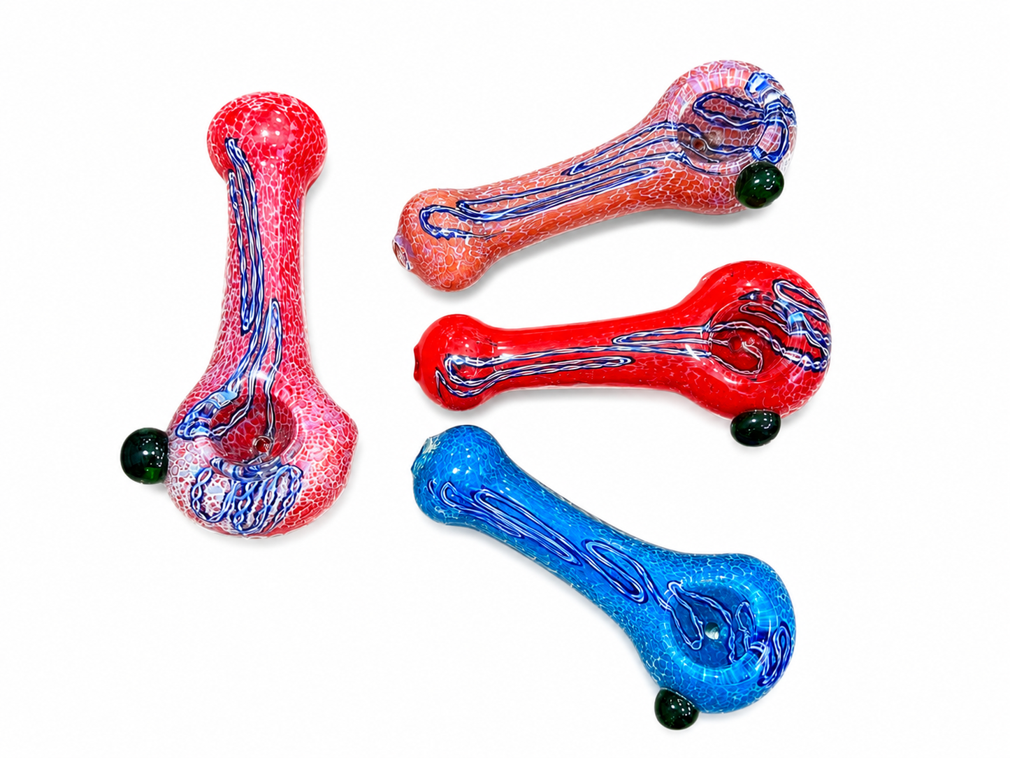 Pipa Vidrio Color Burbujas Con Lineas 4"